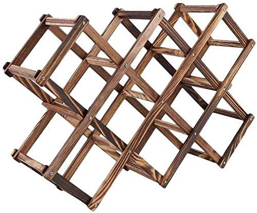 qiuqiu Weinregal Aus Holz 10 Flaschen Kapazität Naturholz Weinregal Faltbarer Weinflaschenhalter Für Display, Dekorativ, Mobil, Bar