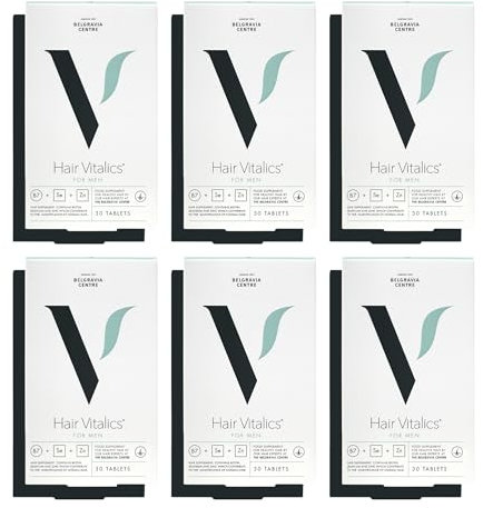 Hair Vitalics for Men (6 Month) - Hair Growth Supplement from The Belgravia Centre - The UK's Leading Hair Loss Clinic | Containing Pumpkin Seed Extract, Biotin, Zinc, Selenium and More