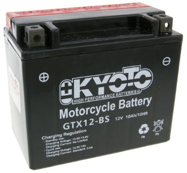 Batterie moto Kyoto GTX12-BS (YTX12-BS) - Sans entretien - 12 V 10 Ah - Dimensions: 150 x 87 x 131 mm compatible avec Dazon Raider Max 150 0000-0000