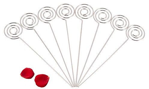 Genericer Porta Biglietti da Visita con Clip per Appunti 50 x Argento Fai da Te in Metallo Fili Rotondi con Foto per Biglietti da Visita in Carta per Appunti Clip per espositori da Tavolo (Round)