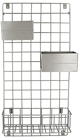 KitchenCraft Living Nostalgia Organizer da Parete con Pannello a Griglia e Ripiani, Adatto per la Cucina, 80x39x13 cm