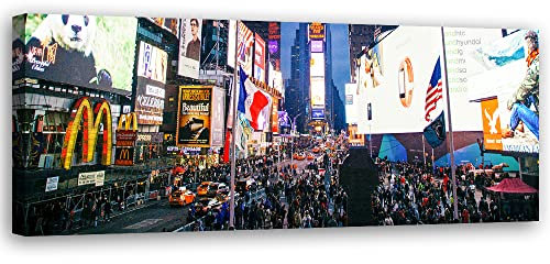 Feeby Vlies Leinwandbild Times Square USA Amerika 150x50 cm Wanddeko Design Kunstdruck Zimmerdeko Bilderwand Abstraktion Manhattan New York City mehrfarbig