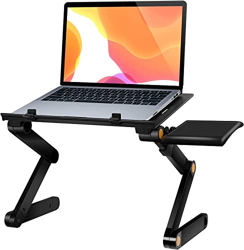 Uten Laptop Ständer, Laptoptisch Höhenverstellbar Notebook Ständer mit Mauspad, Aluminium für Bett Sofa Schreibtisch