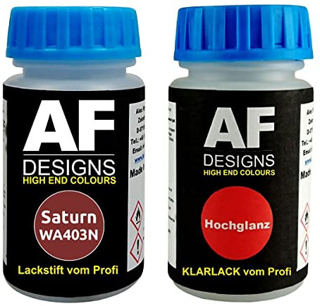 Alex Flittner Designs Lackstift für Saturn WA403N Rouge Flamme Metallic + Klarlack je 50ml Autolack Basislack Set