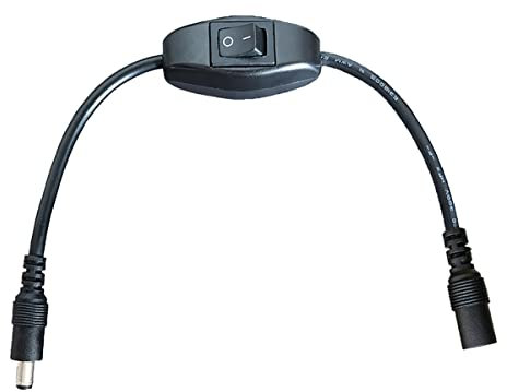 Liwinting Câble DC on/Off avec Interrupteur 20AWG, Interrupteur DC Jack 5,5 mm x 2,1 mm Prise Mâle vers Féminin, Noir