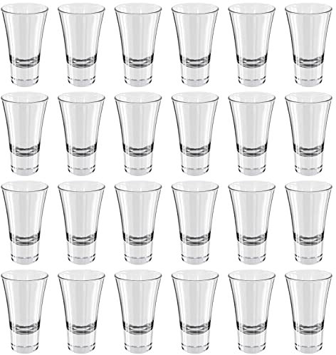 Wellgro Vasos de chupito de 5,7 cl – 5,2 x 8,8 cm (diámetro x altura) – Cristal transparente – Vasos de chupito – Estable – Fabricado en Italia, cantidad: 24 unidades