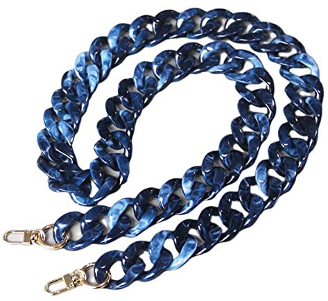 Taschenkette Acryl Marineblau, Kette für Handtasche, Taschengurt, Gurt für Handtasche, Schultergurt mit karabiner, Taschenriemen breit, Ersatzgurt für Tasche - 3cm breit, 120cm lang