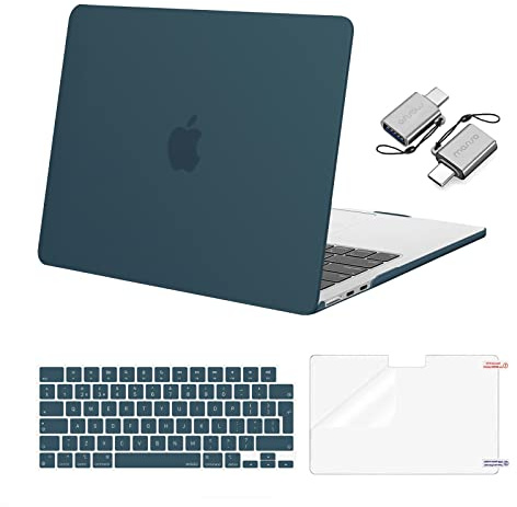 MOSISO Custodia Compatibile con MacBook Air 13 Cover M5 M4 M3 M2 2026-2022 | Case&Copritastiera&Pellicola&Tipo C per MacBook Air 13,6 pollici A3449 A3240 A3113 A2681, Verde Acqua