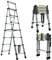 Collapsible Telescoping Ladder Telescopic Ladders EN131 A Frame Extension Aluminum Step Ladder Adjustable Folding Ladder with Non-Slip Rubber Feet, 330lbs Load, 2m+2.3m / 6.6ft+7.6ft, 6+7 Steps
