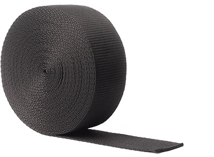 Realm Heavy Duty Polypropylene Webbing Strap Tape for Backpacks, Rucksack, Luggage/Cargo Strapping, Luggage (Black, 20mm - 1 metre)