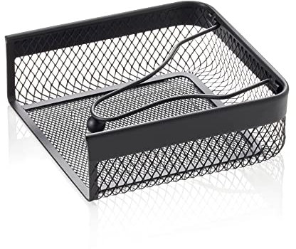 WAS Germany Serviettenhalter - liegend - dekorativer Halter für Servietten - aus pulverbeschichtetem Metall in Gitteroptik - schwarz - 19 x 19 x 6,5 cm