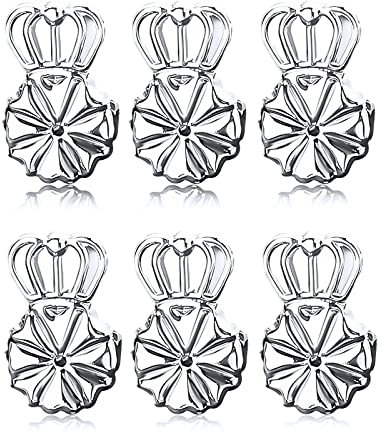 Aster 3 pares de cierres de pendientes, hipoalergénicos para detener aretes pesados, soportes para aretes, respaldos de seguridad para aretes pesados, levantamiento de lóbulos caídos, color plateado,