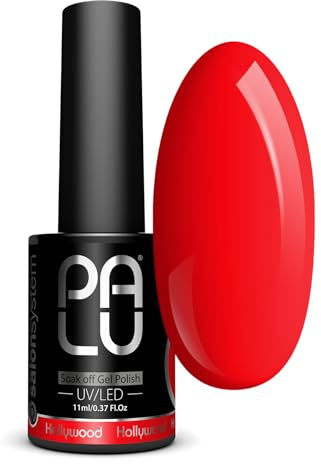 PALU – UV Nagellack LED Hybridlack – Gel Nagellack UV HOLLYWOOD – Glatte Oberfläche – Hohe Pigmentierung – hält bis zu 3 Wochen – Professionelle Qualität Nageldesign – 11 g – R3 – Rot
