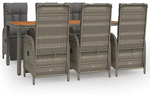 Festnight Rattan Essgruppe 6 Personen mit Gartenstuhl Verstellbar,Rattan Gartenmöbel Set Sitzgruppe Garten 7-TLG.Type9 Gartenmöbel Essgruppe Tisch 6X Sessel + Tisch Gartengarnitur Terrassenmöbel