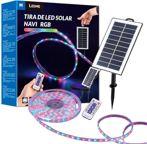 M Ledme - IP68 Waterproof IP68 Solar LED Strip Light 300 LED Multicolor LED Strip Light with Solar Panel Installation Kit for Garden Home Decorative