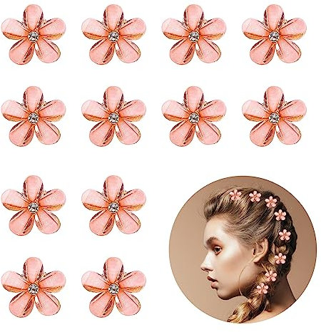 12 Stück Mini Haarspangen,Kleine Haarspangen Blumen-Haarspangenfür Damen,Mädchen,süße Mini Haarspiralen Clip Kleine Haarklammer für Foto, Alltag, Party, Hochzeit(orange)
