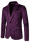 Slim Fit Anzugjacke aus Samt für Herren EIN Knopf Hochzeits Bühnen Performance Blazer Klassische Luxus Abschlussball Smoking Party(Purple,M)