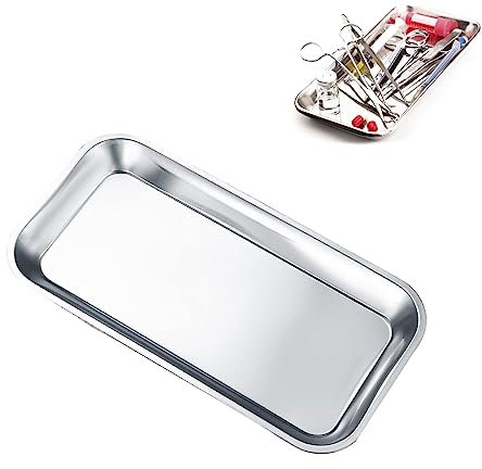 1 Pcs Stainless Steel Tray, Small Instrument Tray, Dental Lab Instruments Surgical Trays, Instrument Tray, Rectangular Laboratory Supplies Tray for Dental Lab Tool Instrument (22.5x11.5cm)