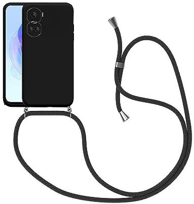 Coque pour Honor 90 Lite (6.7), Cordon Collier Etui Housse de Protection en Silicone avec Collier Telephone Portable Silicone avec Cordon Stylée Coque avec Réglable Cordon, Noir