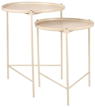 MICA Decorations Nero Beistelltisch - 47x47x60 cm - Eisen - Rosa - Staz von 2