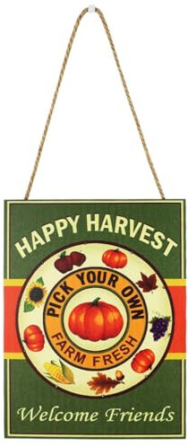 Targa illuminata con zucca per il Ringraziamento, targa classica rotonda per porta, decorazione per casa, vacanze, feste da appendere