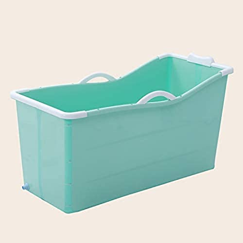 Faltbare Badewanne für Erwachsene, Badefass, Ganzkörper-Haushaltsbadewanne für Erwachsene/Kinder/Babys, Duschwanne aus Kunststoff, 2 Farben, Blau, 120 x 52 x 68 cm