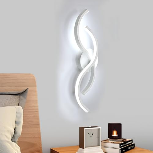 Mckalen Wandlampe Innen LED, 15W 1687LM Modern Wandleuchte LED Schlafzimmer, 41CM Weiß Wandbeleuchtung Flur für Korridor Wohnzimmer Treppe, Kaltesweiß 6500K