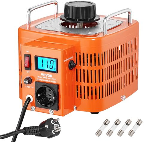 VEVOR Transformador de voltaje variable automático 3000VA, 10A, entrada 230V, salida 0-300V, regulador de voltaje CA LCD 4 fusibles, interruptor de control térmico para oficina industrial en el hogar