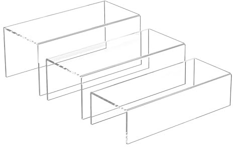 Sezanrpt Acryl-Ständer, rechteckig, 3 Stufen, transparenter Acryl-Ständer für Funko Pop, Sammlerstücke, Markengeschäft, Aufbewahrungs-Organizer – 30,5 cm, 7,6 cm, 12,7 cm, 12,7 cm