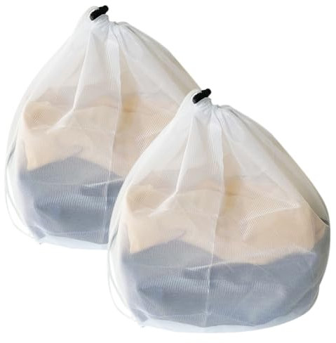 GZSYWZ 2 Stück Mesh Wäschesack mit Kordelzug Leinen Mesh Portable Wäschesack Heavy Duty Wäschesack zum Waschen für Waschmaschine Schmutzige Wäsche Netzsäcke Tischdecken Vorhänge große Waschsack