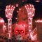 Halloween Deko Outdoor Skelett, Halloween Leuchtende Skelett Set Enthält 1 Totenkopf & 2 Skelett Arme, Halloween Horror Deko LED Die Leuchtend Skelett mit 4 Modi, Halloween Deko Garten