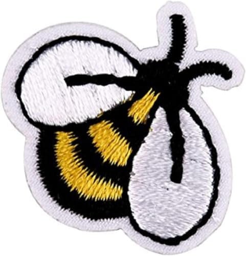 Cute Bees Iron on Patches, Iron Embroidery Applique Decoration DIY Patch for Jeans Clothing - 1 pcs Bee Patches 1.18inch x 0.78inch for Boy and Girls Embroidered Appliqué Applique