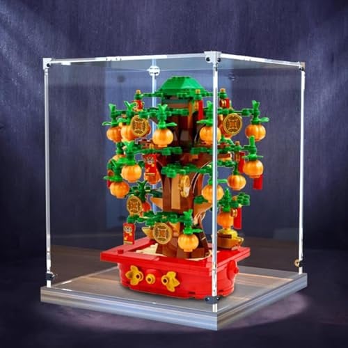 Acrylic Display case, for Lego 40648 Money Tree Model ,Dustproof Transparent Collections Display Case. (Display Box only) (Walnut Base)