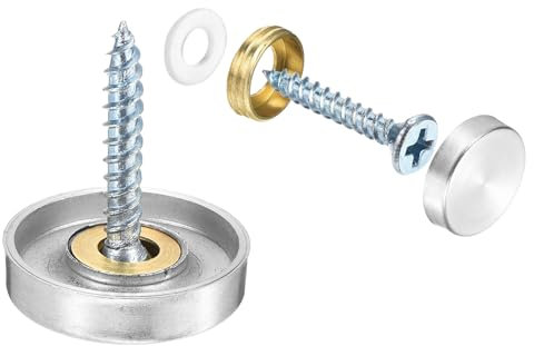 QUARKZMAN 12 Stück Spiegelschrauben, Edelstahl Zierschrauben dekorative Abdeckkappen Nägel, Panelschrauben für Schild Hardware Bau, 20mm Durchmesser, Silber