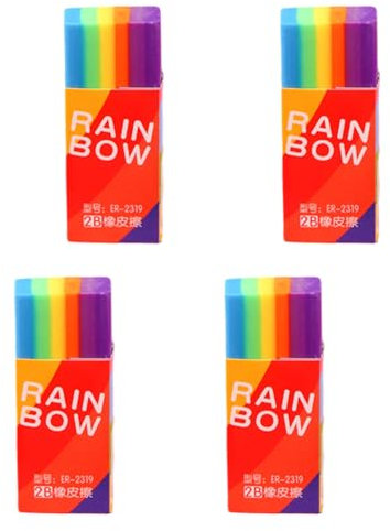 4 Stück Regenbogen Radiergummi, 2B Kinder Radiergummis Set, Mini-Radiergummi für Kinder Mitgebsel Geschenk Spielzeug, Lustig Weich Radierer für Büros Schule Zeichnen
