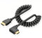 HDMI Coiled Cable - 6.6FT Coiled HDMI Cord Ultra HD 4K 60HZ 1080P 3D Male to Male for HDTV, Projector, Computer, Roku, Xbox, PS4/5 - Durable & Flexible Short HDMI Connector (Left)