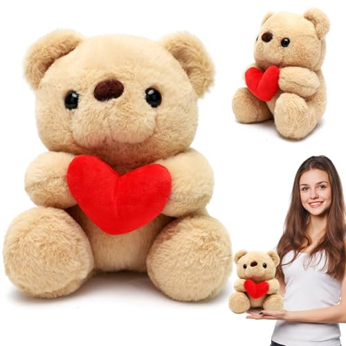 LOMUG Teddybär, Stofftier Teddy, Plüsch-Bär, Teddy mit Liebe, Kuscheltier Spielzeug Dekozimmer Kissen, Soft Cuddly Friends, Plüschteddy Schmusetier Plüschtier 23 cm, Hellbraun