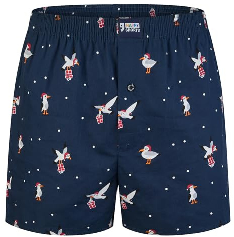 Happy Shorts Herren American Boxershorts Möwe mit Geschenk 'New FIT', Farbe:Geschenk Möwe - Gift Seagull, Grösse:M
