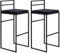 HOMCOM Lot de 2 chaises Hautes, tabourets de Bar, Structure en Acier, Hauteur 74 cm, avec Repose-Pieds, Coussin d'assise en Velours, chaises de Bar, Style Moderne élégant, Noir