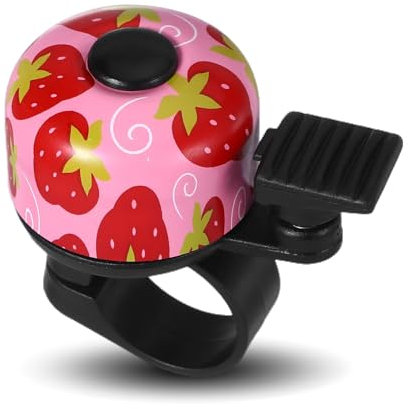 Fahrradklingel Kinder in Pink, 360° Klingel Fahrrad, Fahrradklingel Kinder, Klingel, Niedliche Fahrradhupe Kinder (Erdbeere)