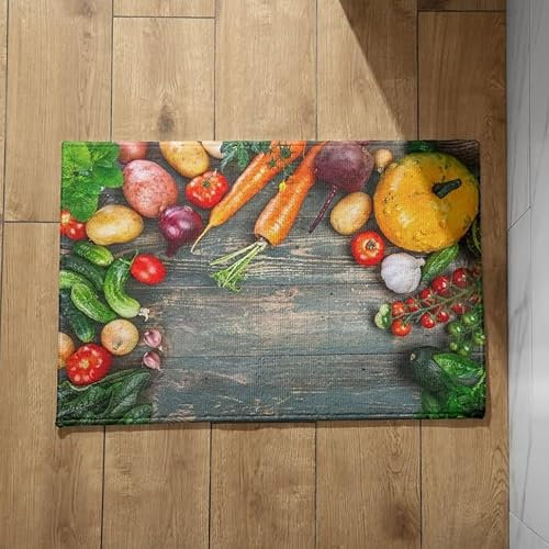 Ethereval Schmutzfangmatte Innen Waschbar Fussmatte Innen Dünn Waschbar Gemüse Wash and Dry Fußmatte Sauberlaufmatte Extra Dünn 50X80cm