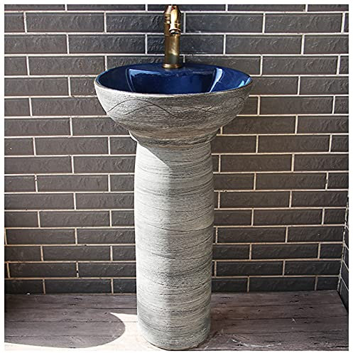 GLJTUO Lavabo De Baño Lavabo De Pedestal para Pie - Fregadero De Baño con Pedestal Cerámica Estilo Industrial Retro Unidad De Lavabo De Pie Fácil De Limpiar (F)(F)