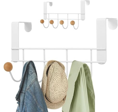 Genikeer Crochet De Porte À Suspendre Avec 4 Crochets En Métal, Crochet De Suspension Porte, Porte-serviettes, Porte-manteau Porte Pour Salle De Bain