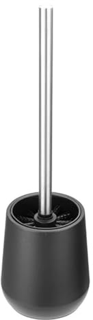 Jantex Round Toilet Brush and Holder Long Steel Handle ABS, Black | Stiff bristles remove stubborn stains easily while the matching holder keeps your washroom tidy and hygienic.