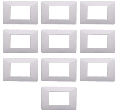 10 Placche, 3 moduli/posti, Compatibile Con Vimar Plana, colore bianco bianca, Placche In plastica di alta qualità, 100% compatibile con i supporti e i moduli originali