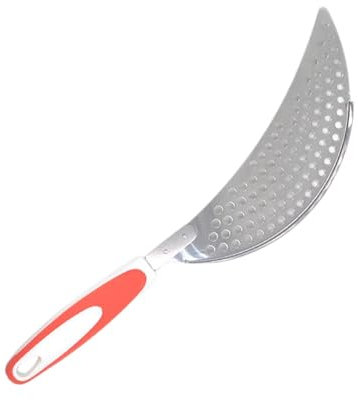 Nudelsieb - Nudelsieb Edelstahl mit stiel als Abgiesshilfe für Töpfe Flaches Abtropfsieb platzsparend, funktionale Abgießhilfe für Pasta, Kartoffeln, Gemüse (Orange)