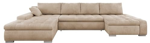 Mirjan24 Ecksofa Caro, Elegante U-Form Couch, Eckcouch mit Bettkasten und Schlaffunktion, Polsterecke, Couchgarnitur, Bettsofa für Wohnzimmer Wohnlandschaft (Clara 215.03)