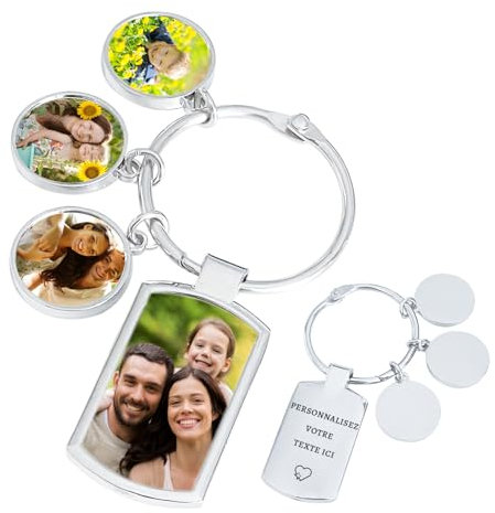 Porte Clef Personnalisable Porte Clé Personnalisé Personnalisables Texte Photo Porte Clé Photo Personnalisable Cadeau Pour Hommes Femmes Papa Petit Ami (Porte-clés à Quatre Images)