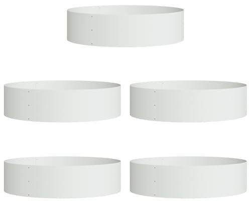 vidaXL White Plant Pot Set White Metal Large Plant Pot Cylindrical