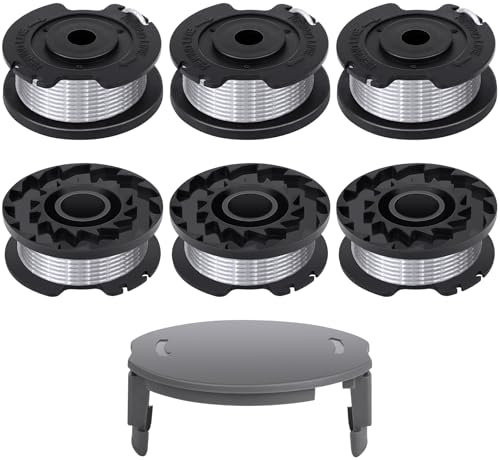 Bobina y Línea para Desbrozadora Easy GrassCut18-230 de Bosch, Bobina de Hilo de 6 Piezas Ø1,6mm-4m de Longitud F016800569 & F016800385 y Tapa de bobina F016F05320